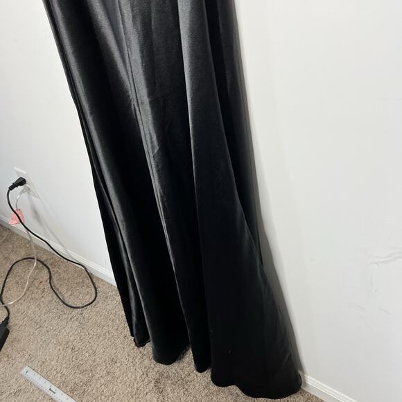 Jenny Woo Evening Gown Womens 8 Black Satin Halter Maxi Formal Dress Bridesmaid - Picture 9 of 13